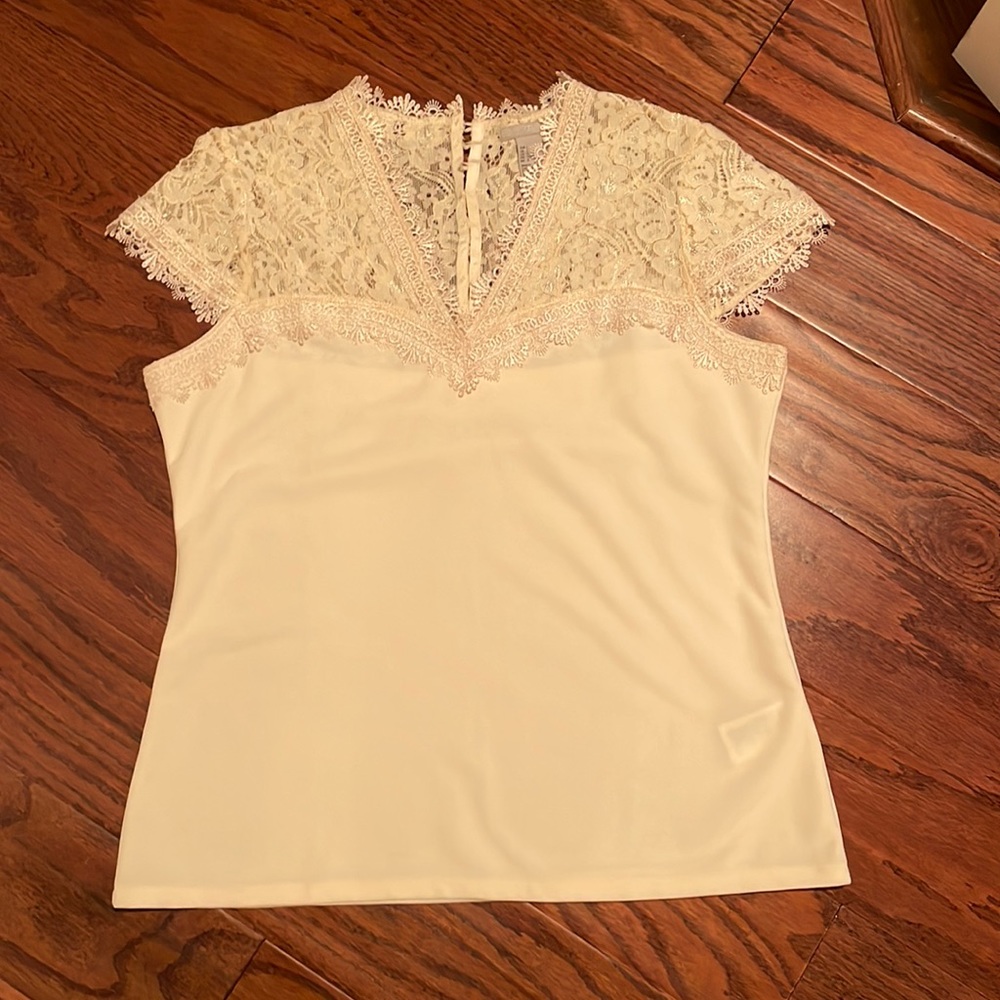 H&M size large, cream top